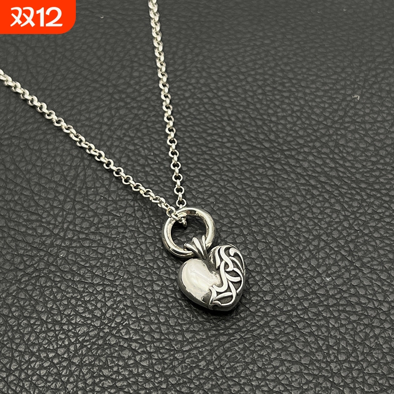 ODEK复古做旧桃心项链男女小众百搭爱心吊坠经典小众vintage