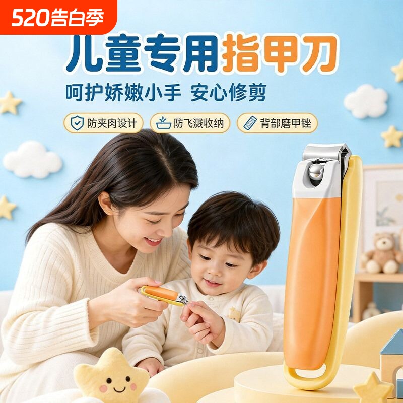 儿童指甲刀专用剪手单个2026新款防夹肉可爱套装防飞溅便携指甲钳