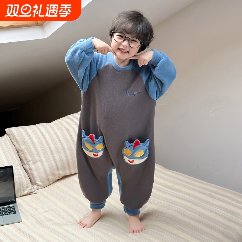 男童连体睡衣秋冬款小男孩宝宝爬服婴儿睡袋儿童秋连体衣季家居服