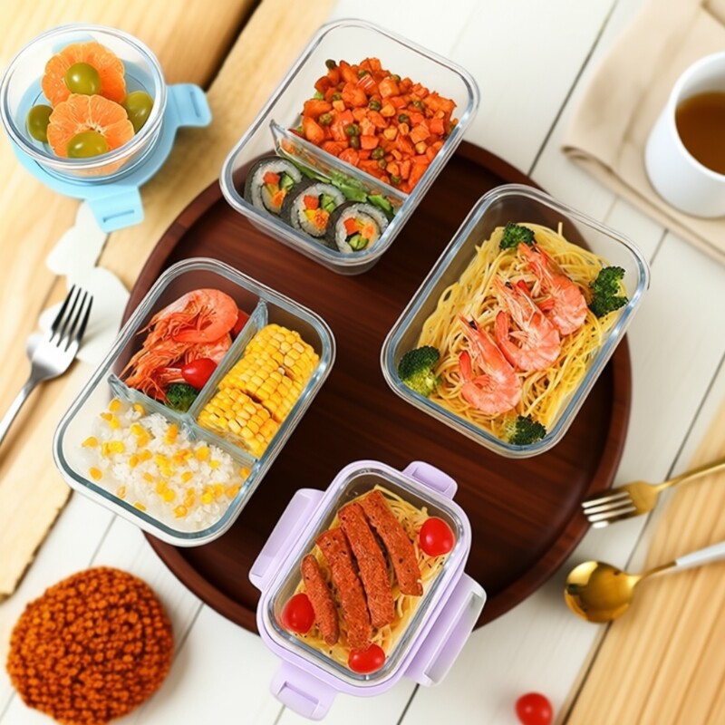 玻璃饭盒微波炉加热专用学生带饭保鲜盒便当碗保温密封大容量三格 - 天天特卖工厂出品