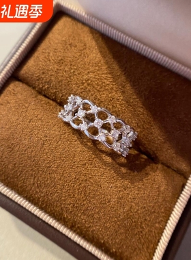 小红书同款满天繁星镂空网状蕾丝戒指时尚轻奢点钻锆石高级感手饰