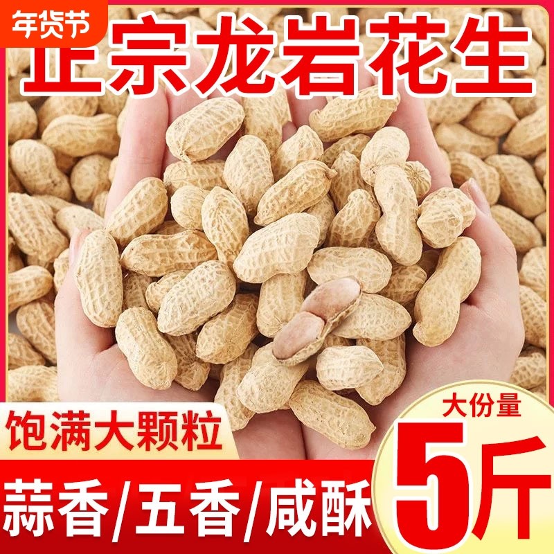 龙岩花生蒜香五香原味盐水咸干水煮花生米带壳炒货熟零食袋装休闲