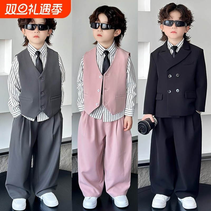 六一儿童节小主持人演出服男童西装套装英伦幼儿园男孩毕业班服夏