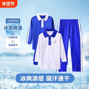 深圳校服小学生春秋季长袖长裤运动服男女套装特版实验蓝白学校