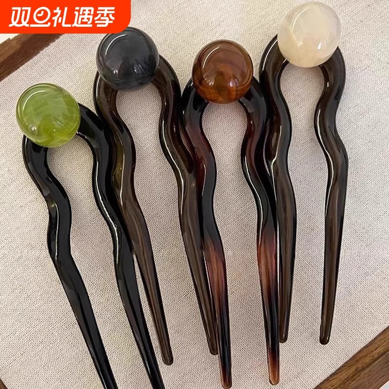 复古新中式u型发簪2025新款发钗簪子气质发夹高级感后脑勺发饰