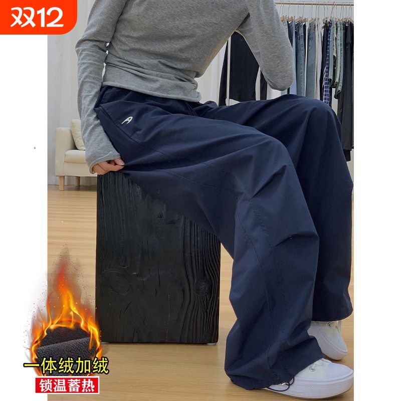 女大童加绒裤保暖透气不起球耐脏耐磨2025新款加绒儿童宽松阔腿裤