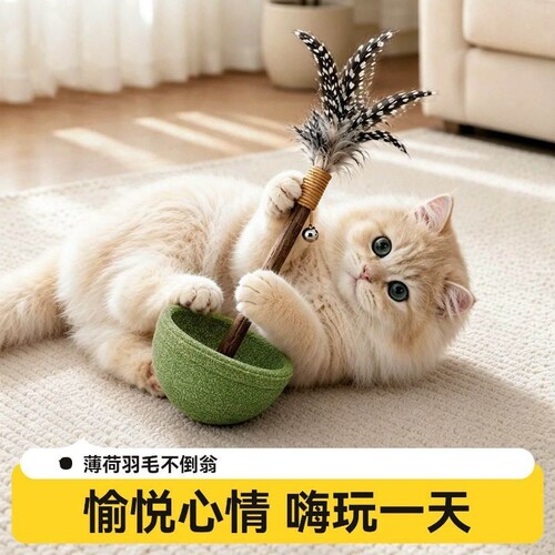 猫薄荷不倒翁猫玩具自嗨解闷神器羽毛逗猫棒小猫玩具木天蓼磨牙棒