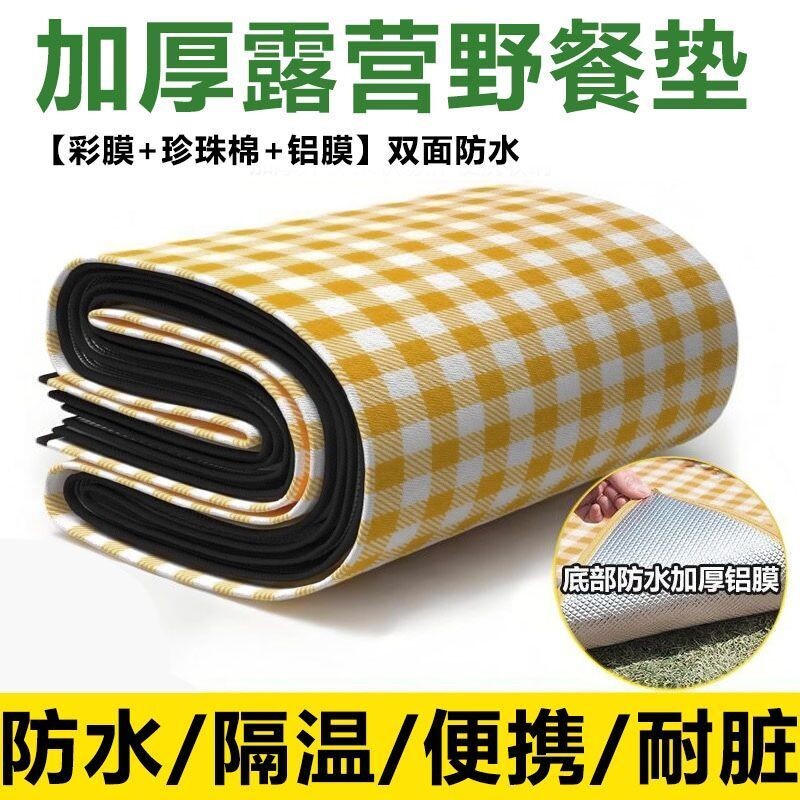 野餐垫便携加厚户外露营帐篷地垫春游坐垫防水草坪垫子铝膜防潮垫