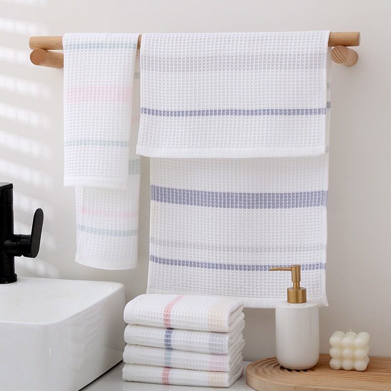 3条恒立纯棉华夫格纱布毛巾柔软轻薄易干吸水不掉毛男女旅行面巾