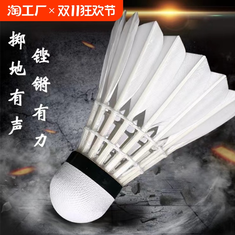 羽毛球正品12只装耐打王黑白羽室外训练比赛专用防风发光尼龙球6