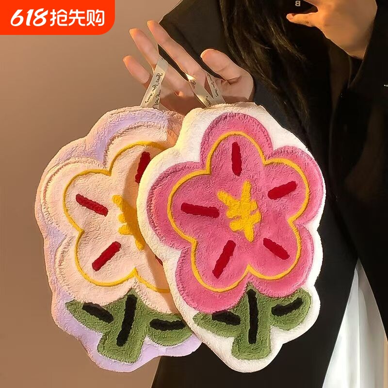 卡通加厚擦手巾挂式手帕毛巾可爱吸水速干厨房卫生间吸水不掉毛