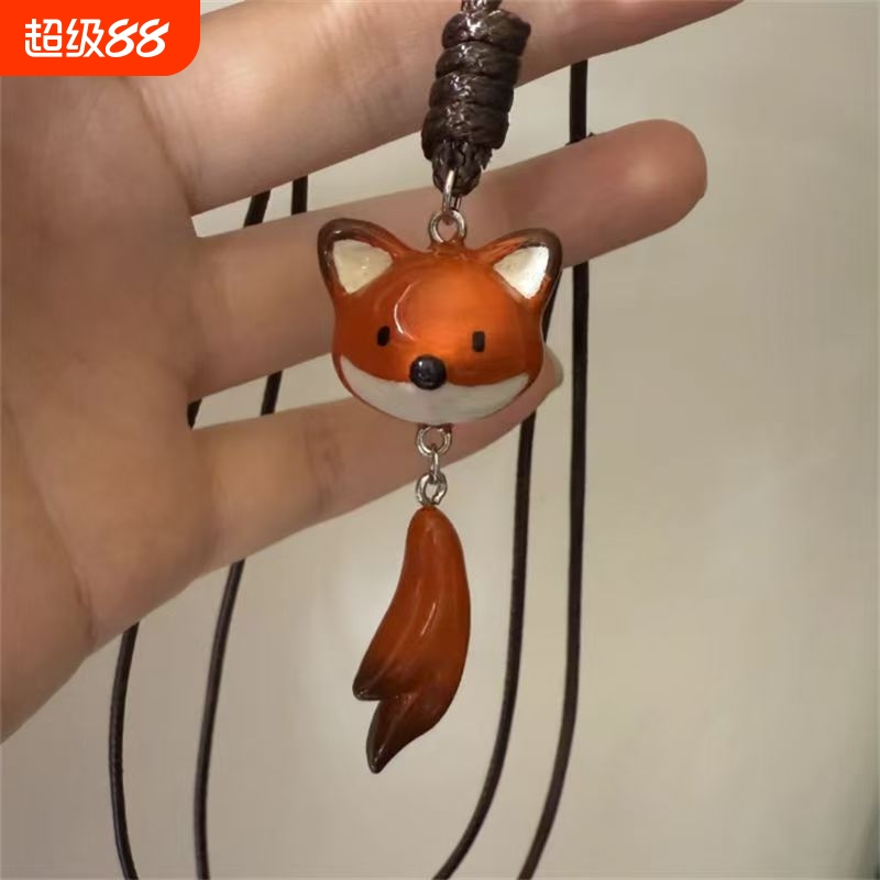 可爱小狐狸挂件吊坠项链滴胶珐琅创意百搭小众配饰高颜值闺蜜礼物