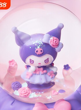 花间蜜语水晶球音乐盒创意可爱玫瑰库洛米八音盒发光飘雪孩子礼物