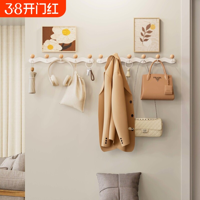 墙上挂衣架卧室免打孔玄关进门口挂钩入户衣架壁挂墙壁门后挂衣钩