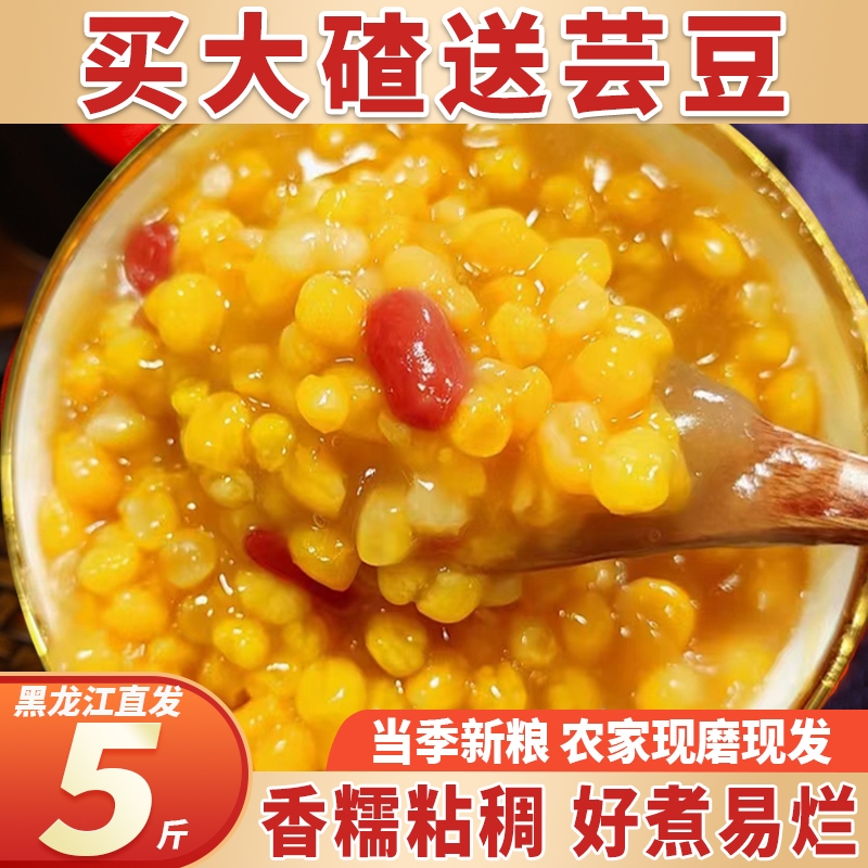 东北大碴子新鲜正宗笨玉米碴子芸豆组合粥农家杂粮早餐饭粗粮一斤