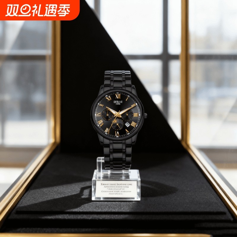 手表男款防水高级感全自动男表数字双日历防水腕表男机械风全自动