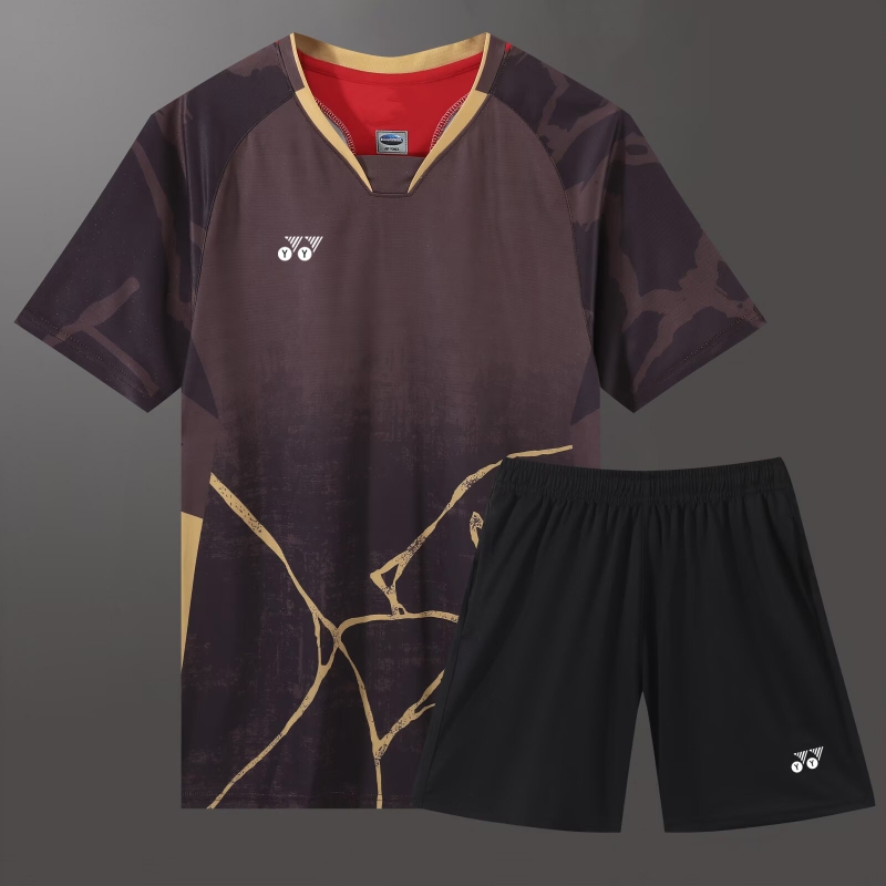 羽毛球服yy短袖男女款2025比赛服速干透气运动套装网球服印制球衣