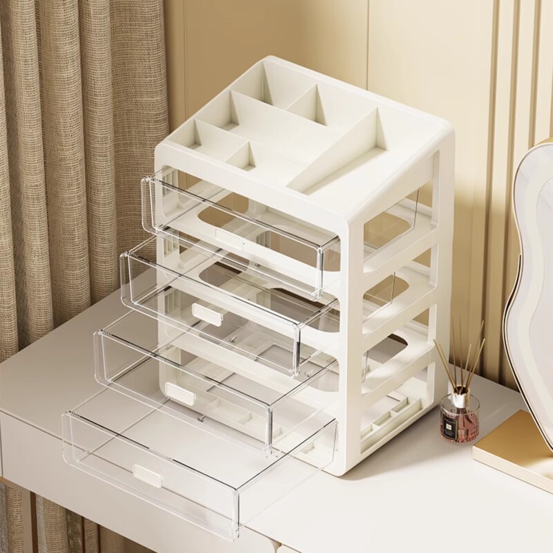 化妆品收纳盒梳妆台多层高整理架桌面抽屉式储物盒透明置物带抽屉