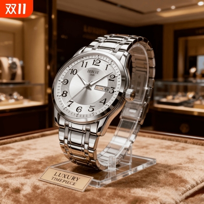 正品名牌钢带商务防水石英腕表高级感男士男款手表全自动非机械表