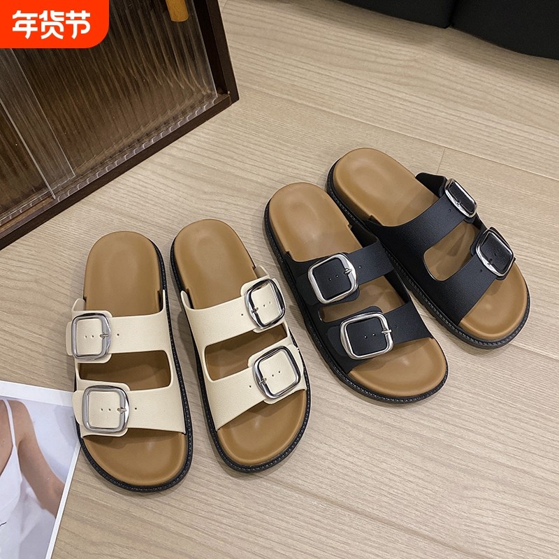 2026夏季新款勃肯鞋平底休闲一字拖鞋女夏外穿皮带扣半拖凉拖鞋,女鞋,一字拖,淘宝优惠券,粉丝福利购,淘宝优惠卷