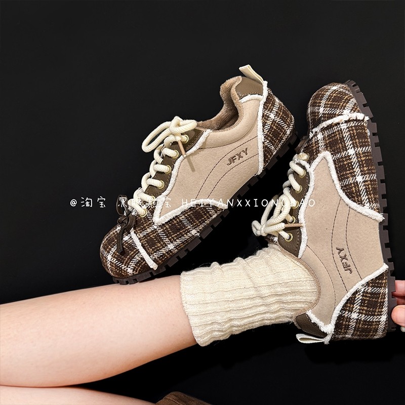 黑眼熊宝复古加绒德训鞋女2025年冬流苏可爱毛毛芭蕾风休闲勃肯鞋,女鞋,德训鞋,淘宝优惠券,粉丝福利购,淘宝优惠卷