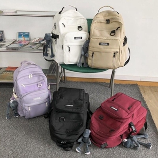 高中生书包女韩版大学生森系百搭复古扎染帆布包日系初中生双肩包