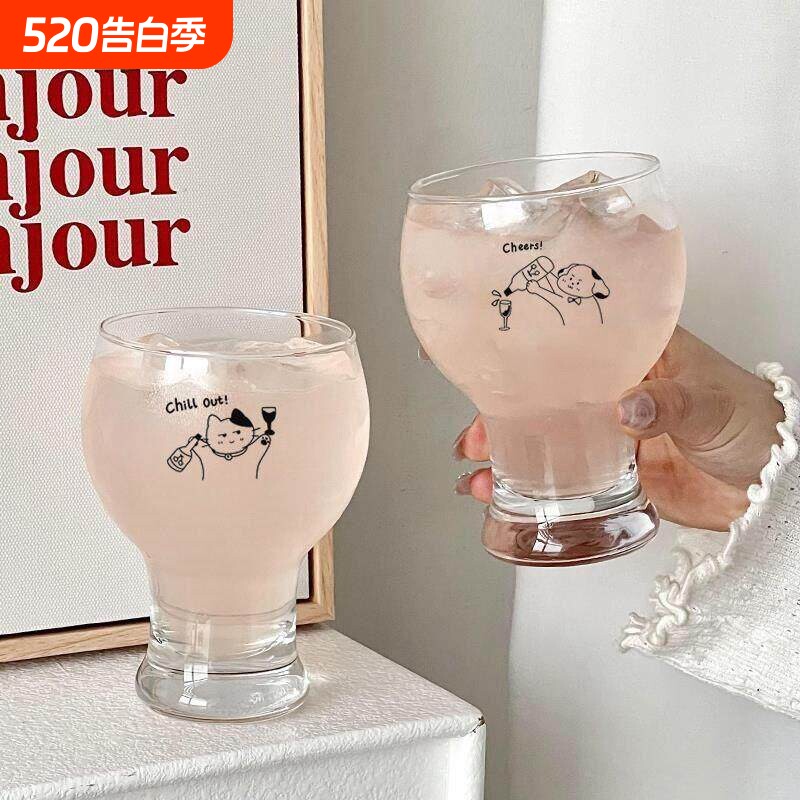 玻璃杯ins高颜值稀奇古怪啤酒杯家用饮料杯水杯子高脚杯单层隔热