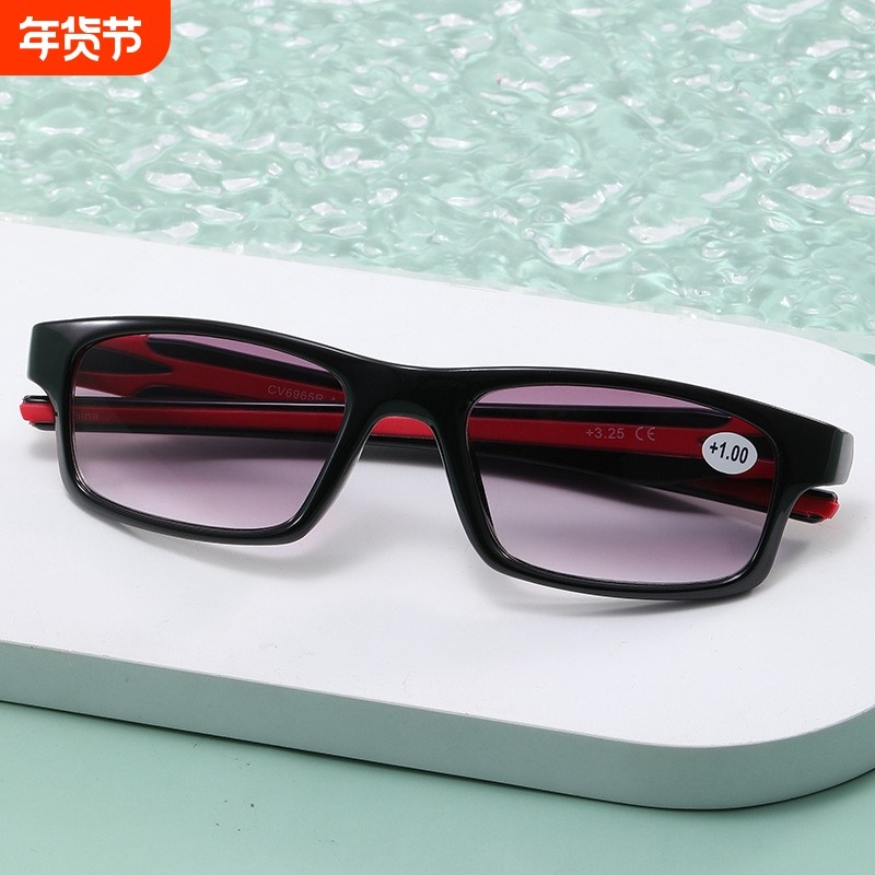 时尚个性运动款渐变老花太阳镜男士户外遮阳便携高清老人老花眼镜