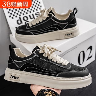 帆布男鞋春季透气防臭黑色布鞋爆款迷彩板鞋防滑增高休闲运动潮鞋
