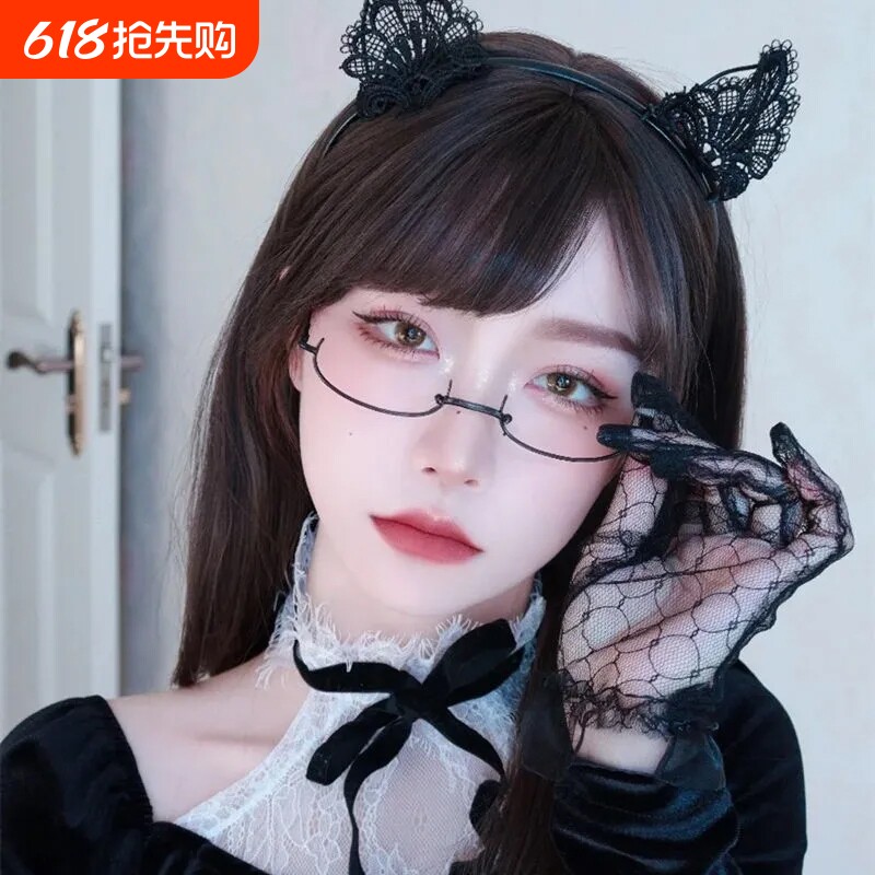 下半框眼镜女可爱装饰眼睛镜架御姐纯欲风无镜片镜框复古度数可配