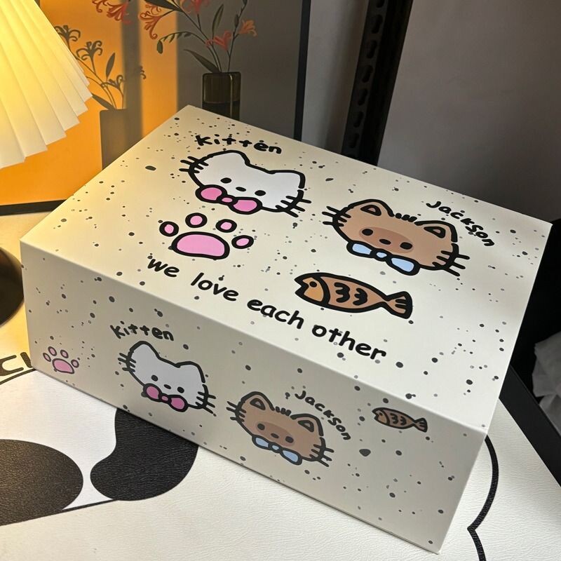 可爱泼墨猫咪卡通磁吸礼品盒包装收纳盒生日礼物空盒送对象女友