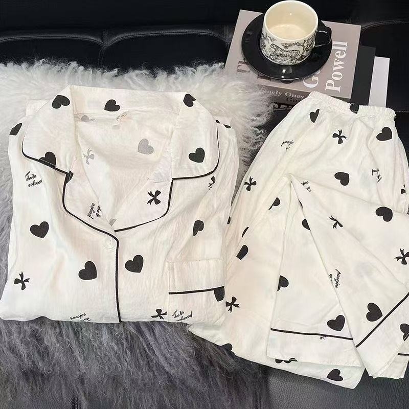 睡衣女春秋季云朵棉长袖长裤套装2026新款学生家居服套装睡眠彩色