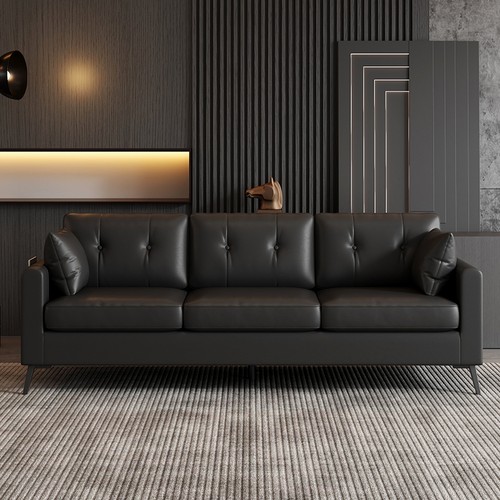 沙发小户型双三人出租办公室休息区皮艺客厅沙发椅双人实木收纳