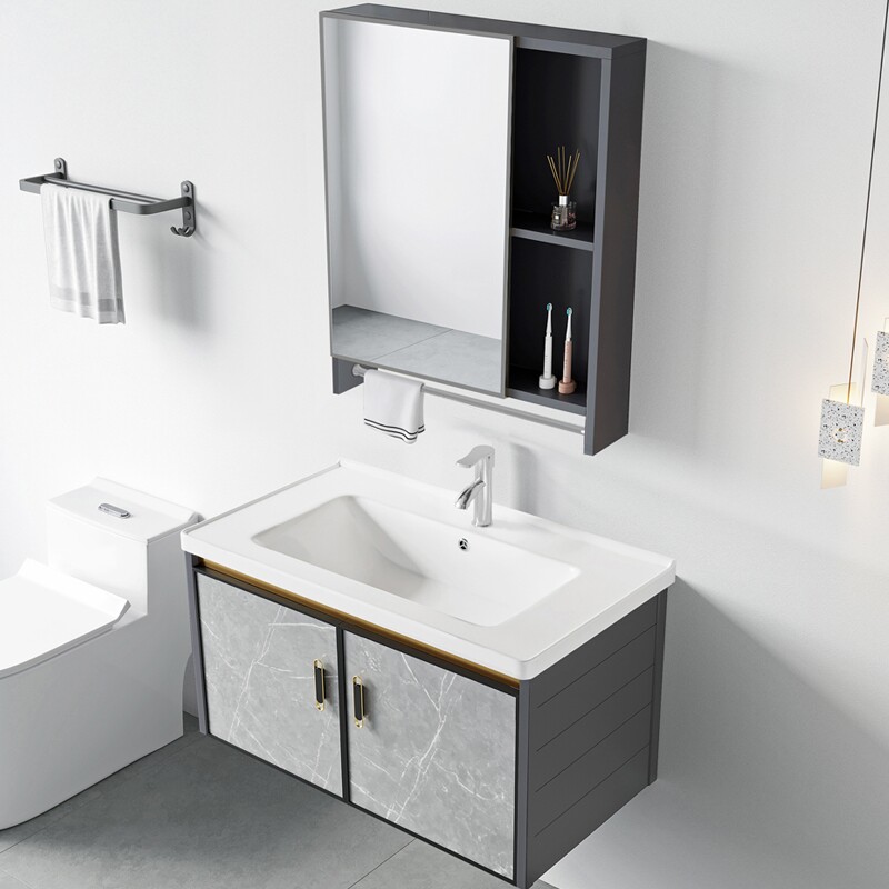 卫生间小户型一体浴室柜组合太空铝洗手盆洗漱台卫浴岩板洗脸盆池