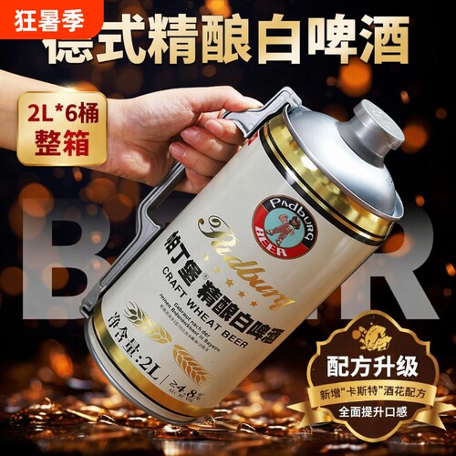 整箱精酿原浆啤酒2L六大桶12°P