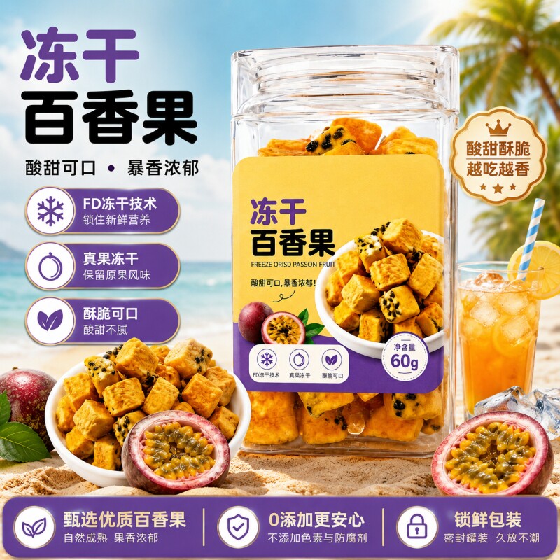 冻干百香果茶水果茶百香果干柠檬片金桔秋冬冲饮泡水喝冷泡茶饮品