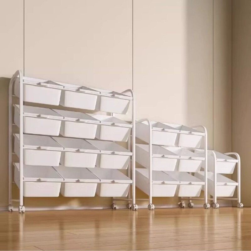 儿童玩具收纳架落地客厅大容量零食置物架小推车宝宝书架分层货架