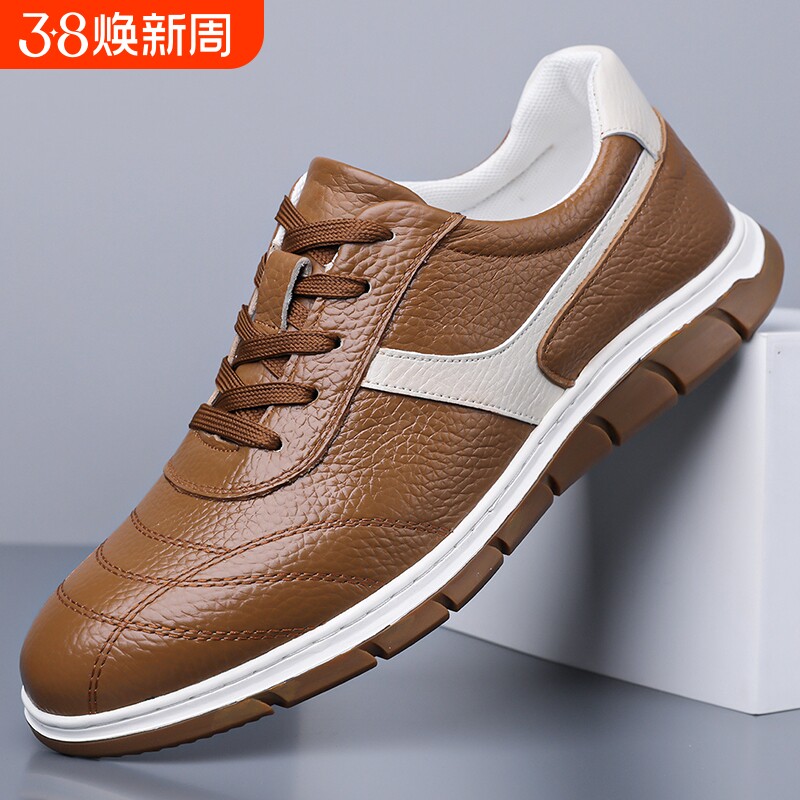 2026春夏新款男鞋头层牛皮真皮高档商务男士休闲高级感皮鞋男黑色