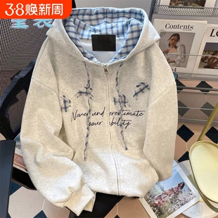 青少年秋冬款连帽外套卫衣男童2025中大童加绒保暖女童薄款黑色