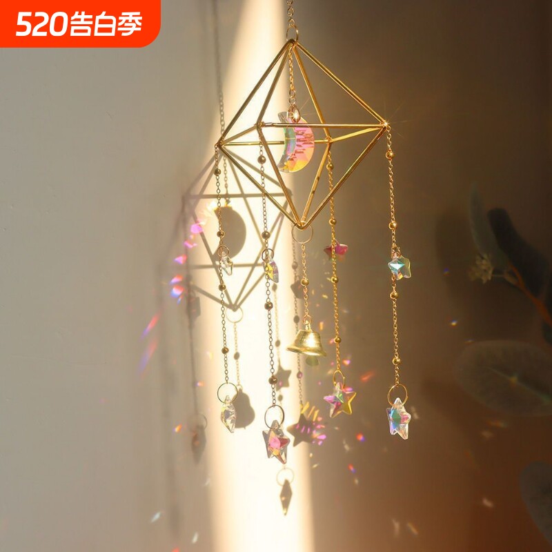 ins光影水晶风铃挂件铃铛卧式房间窗户挂饰梦幻彩虹礼物阳光捕手