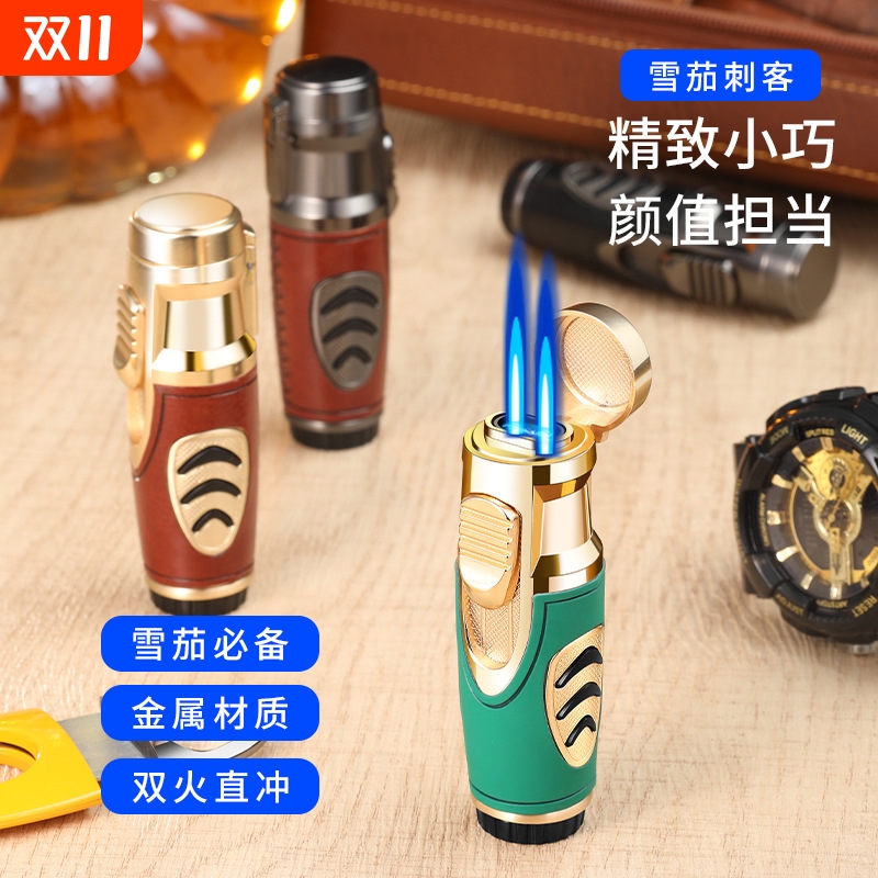 充气打火机新款迷你便携喷枪防风雪茄户外艾点火器纯铜金属无声