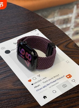 适用于iwatch苹果手表表带s10新年红s11高级s9秋冬季s8男女款series尼龙ultra3编织磁吸运动红色