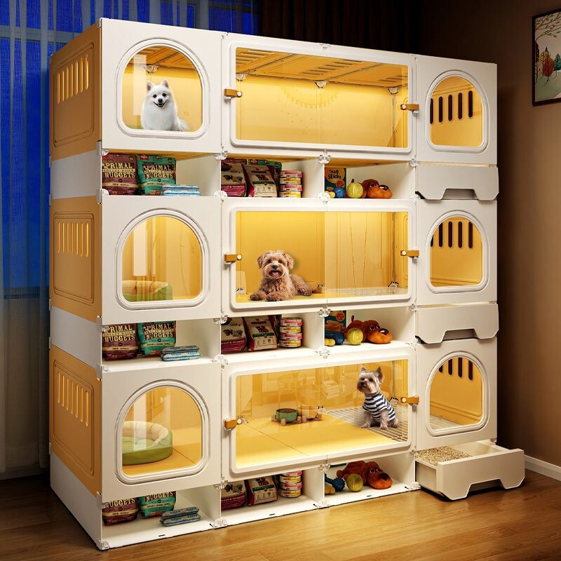 多层狗笼子小型犬带厕所分离一室一厅一卫家用室内小狗宠物狗别墅