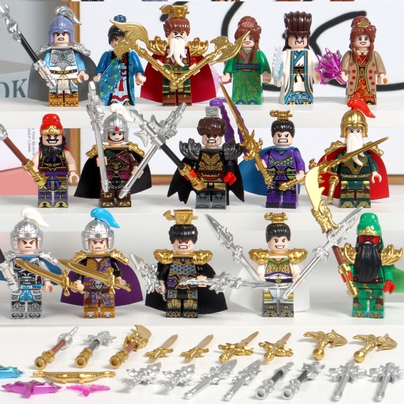 三国小侠积木赵云关羽张飞士兵第三方人仔男孩拼装玩具儿童益智