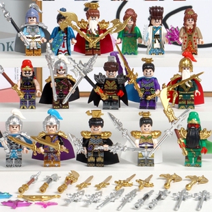 三国小侠积木赵云关羽张飞士兵第三方人仔男孩拼装玩具儿童益智