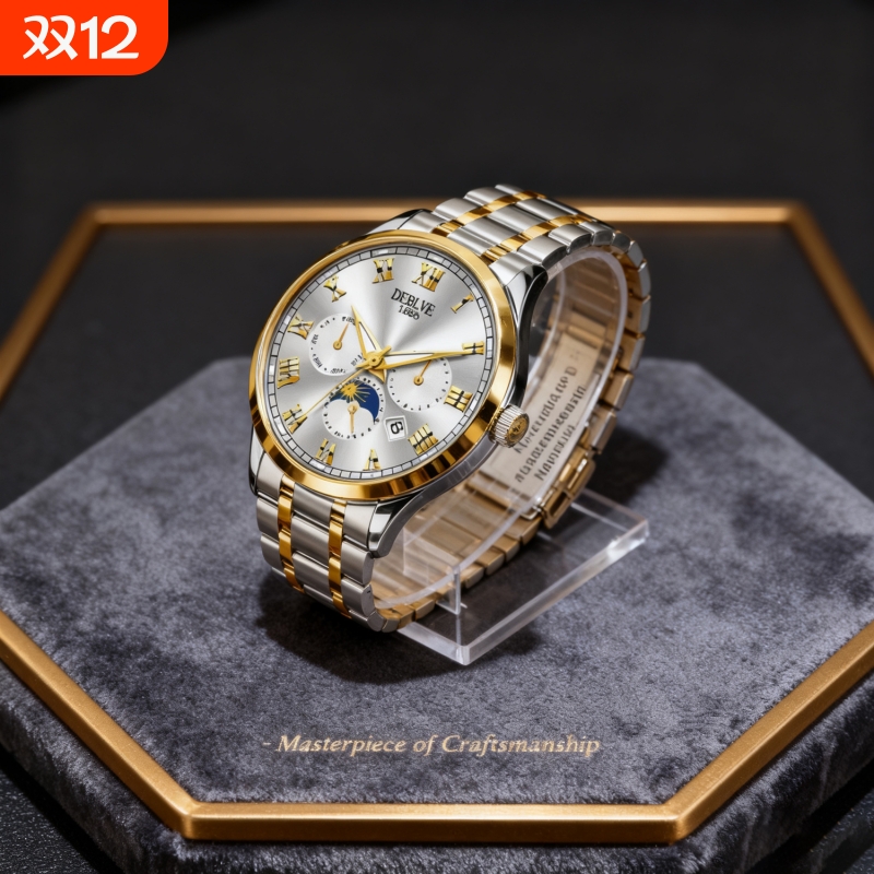 男款手表全自动非机械表正品名牌钢带商务防水石英腕表高级感男士