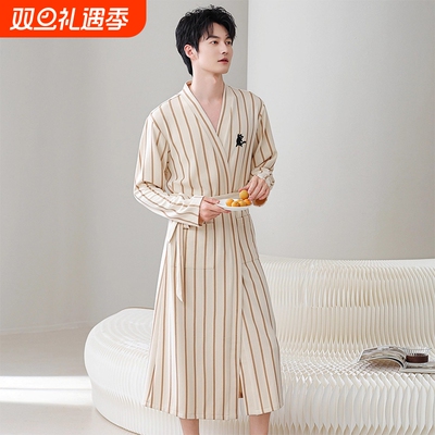 秋冬2025新款睡衣男款德绒加长睡袍男士家居服可外穿加厚沐浴袍