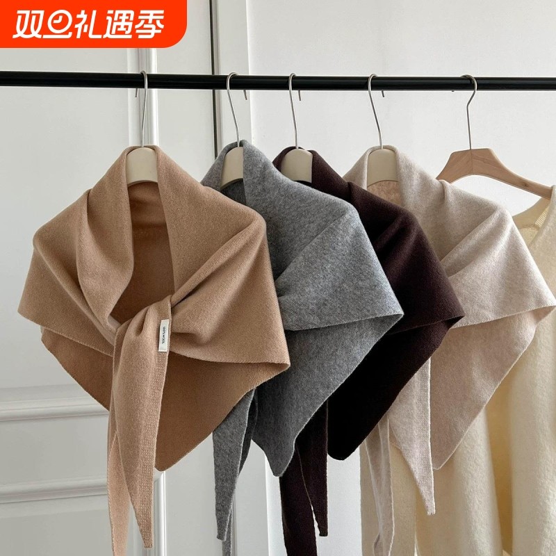 澳洲WOOL纯羊毛大三角巾韩版披肩女2025秋冬保暖气质优雅高级