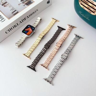 适用AppleiWatchS11/S10手表带SE/UItra3/2/1不规则金属表带S9/8/7一株表带时尚精致商务