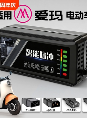 适配爱玛电动车电瓶充电器48V12AH60V20安72伏艾铅酸石墨烯新国标